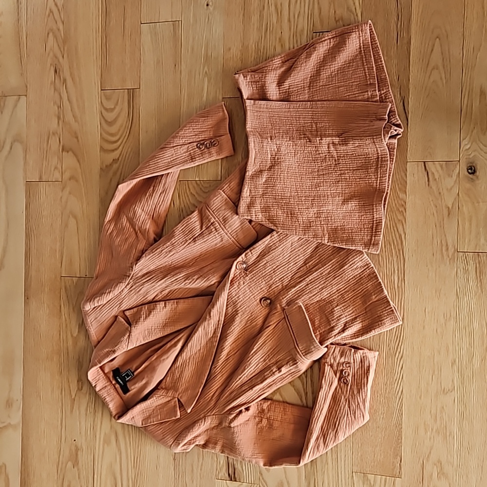 Forever 21 2-Piece Cotton Terracotta Blazer & Skort Set Size Small